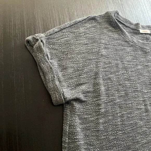 Gray Short Sleeve Pocketed Knit Top Cuffed Sleeve / Cherish / Oversized Size S - Picture 3 of 6